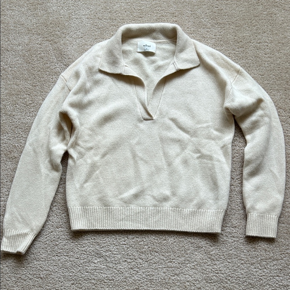 aritzia Wilfred cashmere cream sweater